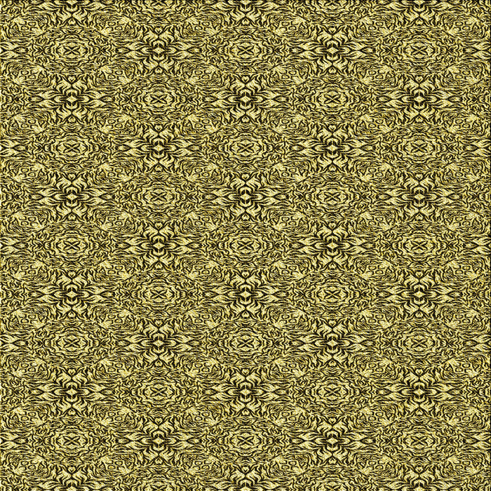 Round Patterned Bold Yellow Rug, pat542yw