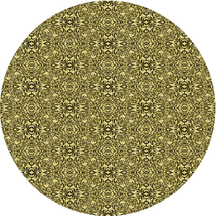 Square Machine Washable Transitional Bold Yellow Rug in a Living Room, wshpat542yw