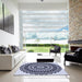 Square Patterned Blue Rug in a Living Room, pat543blu