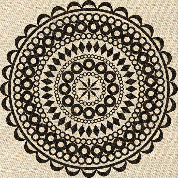 Round Patterned Milk Chocolate Brown Rug, pat543brn