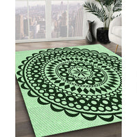 Patterned Dark Forest Green Rug, pat543grn