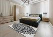 Patterned Gray Brown Rug in a Bedroom, pat543gry