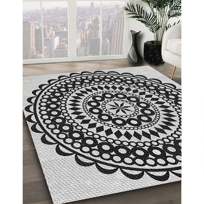 Patterned Gray Brown Rug in Family Room, pat543gry