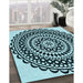 Patterned Deep-Sea Blue Rug in Family Room, pat543lblu