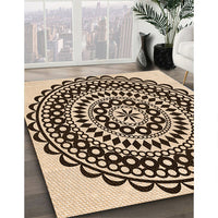 Patterned Deep Peach Orange Rug, pat543org