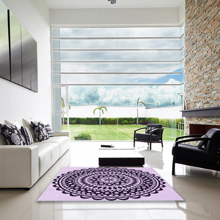 Machine Washable Transitional Blossom Pink Rug in a Kitchen, wshpat543pur