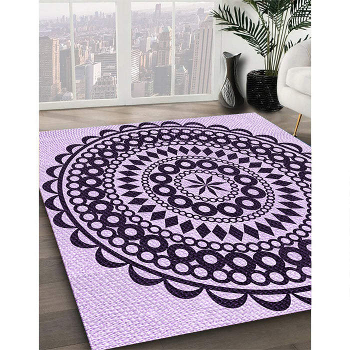 Machine Washable Transitional Blossom Pink Rug in a Family Room, wshpat543pur