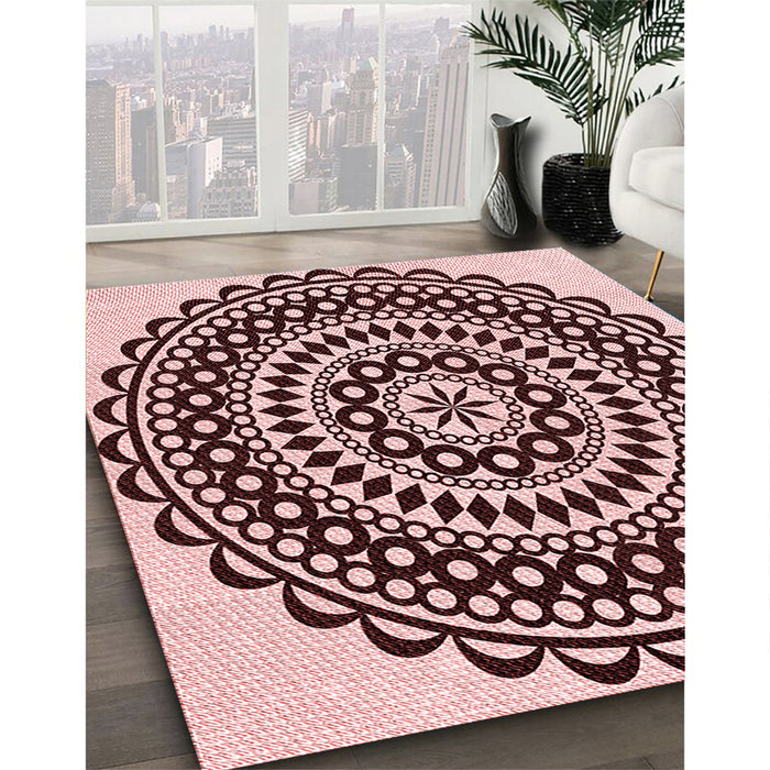 Machine Washable Transitional Pink Rug in a Family Room, wshpat543rd
