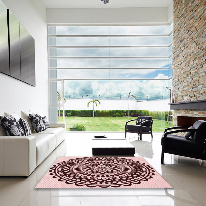Machine Washable Transitional Pink Rug in a Kitchen, wshpat543rd
