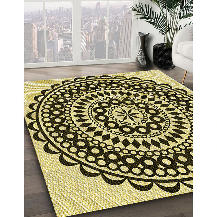 Patterned Milk Chocolate Brown Rug in Family Room, pat543yw