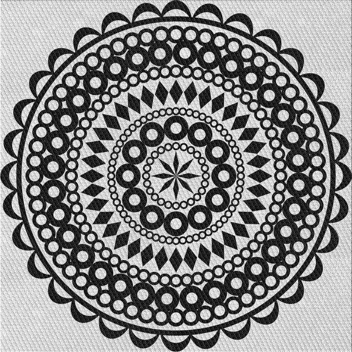 Square Patterned Charcoal Black Novelty Rug, pat543