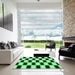 Square Patterned Green Rug in a Living Room, pat544grn