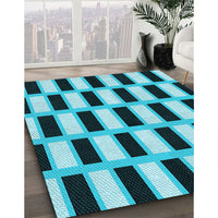 Patterned Medium Teal Green Rug, pat544lblu