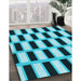 Patterned Medium Teal Green Rug in Family Room, pat544lblu