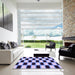 Square Patterned Blue Rug in a Living Room, pat544pur