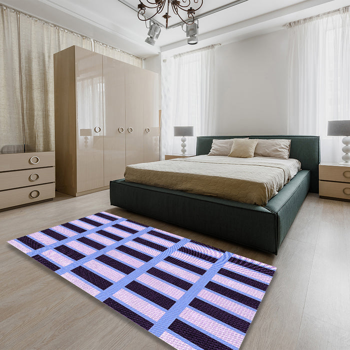 Patterned Blue Rug in a Bedroom, pat544pur