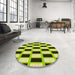 Round Patterned Green Yellow Green Rug in a Office, pat544yw