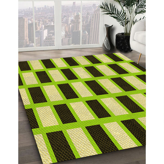 Patterned Green Yellow Green Rug in Family Room, pat544yw