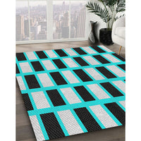 Patterned Blue Zircon Blue Novelty Rug, pat544