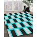 Patterned Blue Zircon Blue Novelty Rug in Family Room, pat544