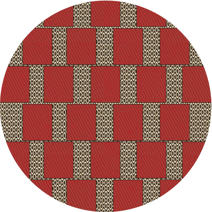Square Patterned Red Rug, pat545brn