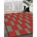 Patterned Red Rug in Family Room, pat545brn