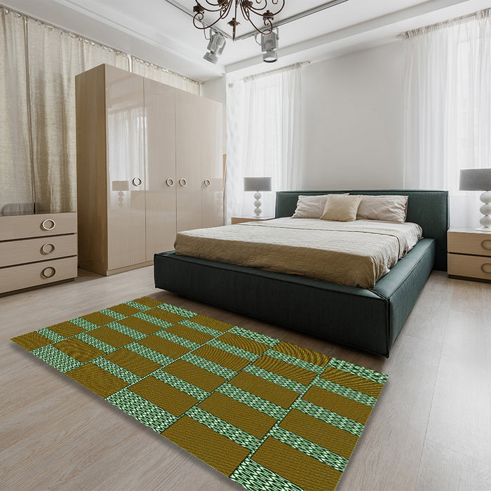 Patterned Green Rug in a Bedroom, pat545grn