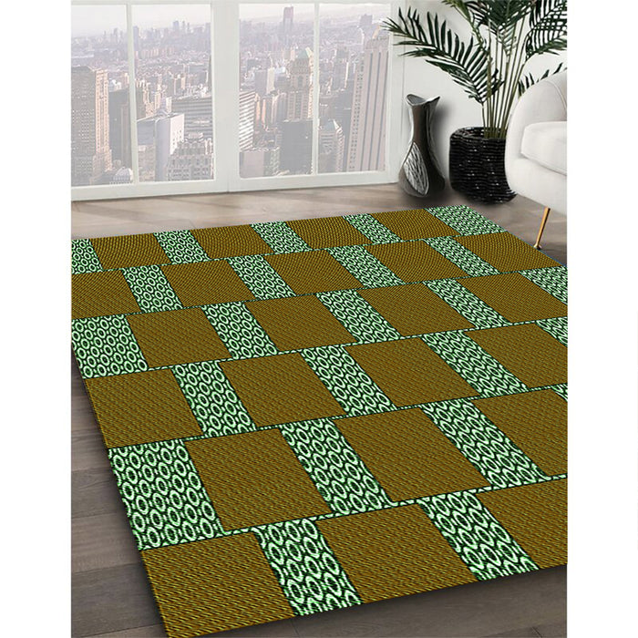 Patterned Green Rug in Family Room, pat545grn
