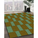 Patterned Green Rug in Family Room, pat545grn
