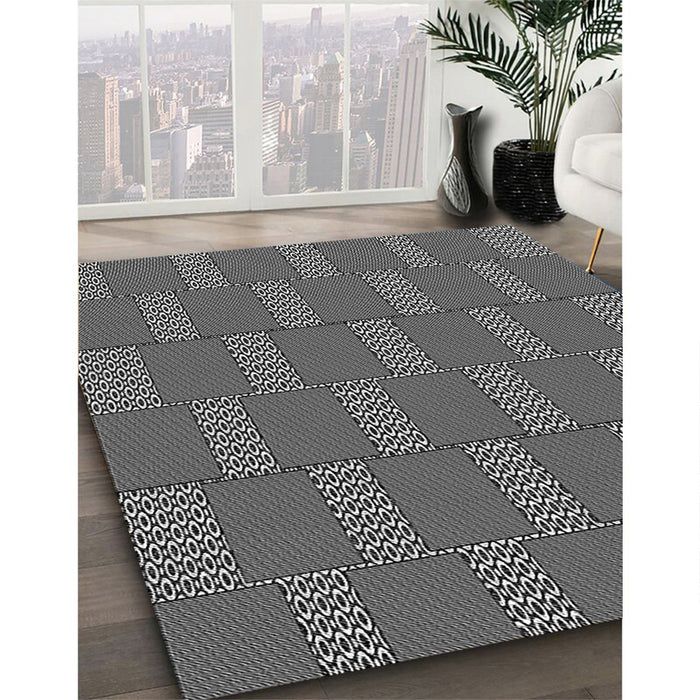 Patterned Gunmetal Gray Rug in Family Room, pat545gry