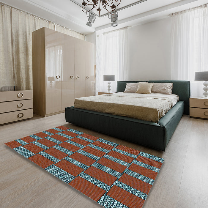 Patterned Gray Rug in a Bedroom, pat545lblu