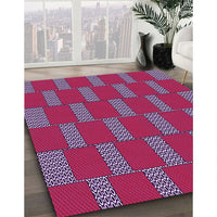 Patterned Raspberry Red Rug, pat545pur