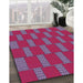 Patterned Raspberry Red Rug in Family Room, pat545pur