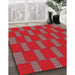Patterned Red Rug in Family Room, pat545rd