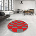 Round Machine Washable Transitional Red Rug in a Office, wshpat545