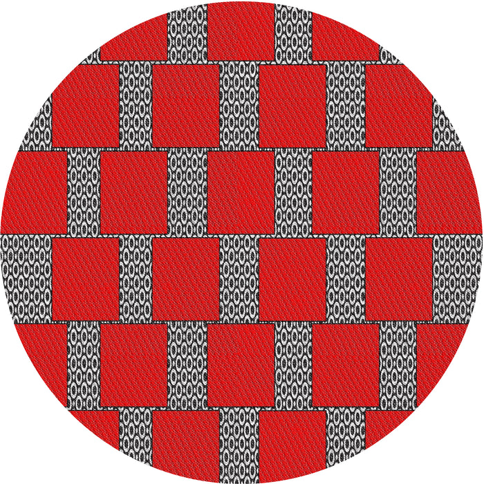 Sideview of Patterned Red Novelty Rug, pat545