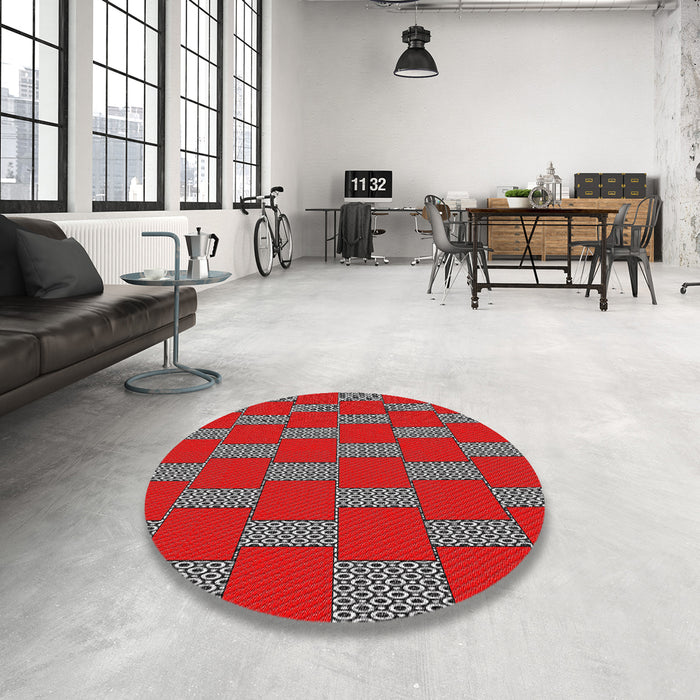 Round Patterned Red Novelty Rug in a Office, pat545