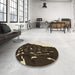 Round Patterned Camel Brown Rug in a Office, pat546brn