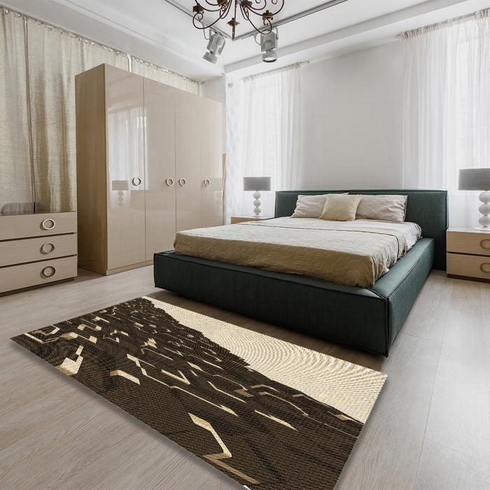 Patterned Camel Brown Rug in a Bedroom, pat546brn