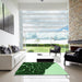 Square Patterned Green Rug in a Living Room, pat546grn