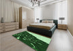 Patterned Green Rug in a Bedroom, pat546grn