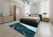 Patterned Deep Teal Green Rug in a Bedroom, pat546lblu