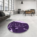 Round Patterned Dark Purple Rug in a Office, pat546pur