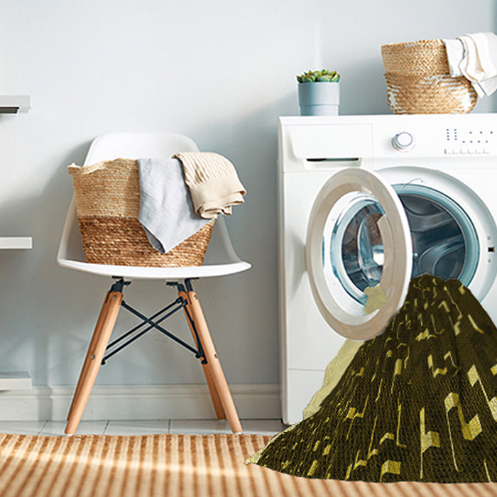 Machine Washable Transitional Black Brown Rug in a Washing Machine, wshpat546yw