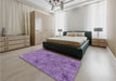 Patterned Bright Lilac Purple Rug in a Bedroom, pat547pur