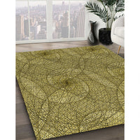 Patterned Dark Bronze Brown Rug, pat547yw