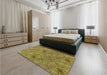 Patterned Dark Bronze Brown Rug in a Bedroom, pat547yw