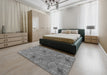 Machine Washable Transitional Silver Gray Rug in a Bedroom, wshpat547
