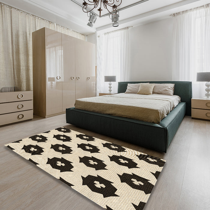 Patterned Milk Chocolate Brown Rug in a Bedroom, pat548brn