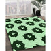 Machine Washable Transitional Dark Forest Green Rug in a Family Room, wshpat548grn